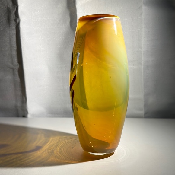 Peter Gudrunas Art Nouveau Blown Glass Vase SIGNED Rare Cadmium/Opalescent - Picture 11 of 13